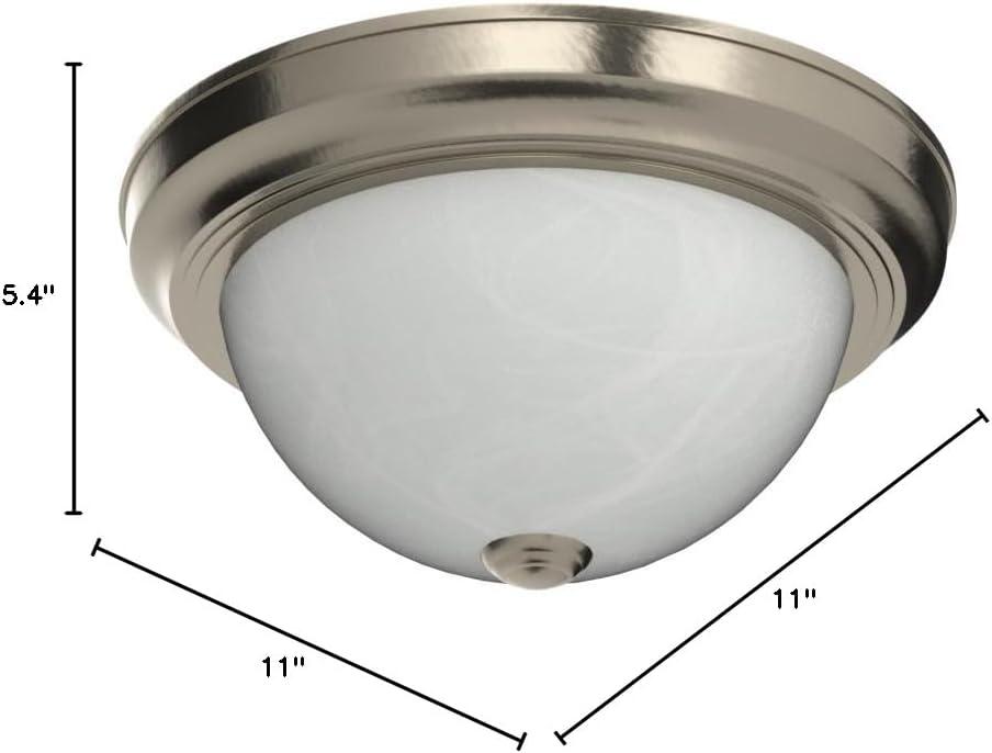 Yosemite 2 Light Flush Mount - Satin Nickel: UL Listed, Glass Shade, Metal Body, E26 Socket