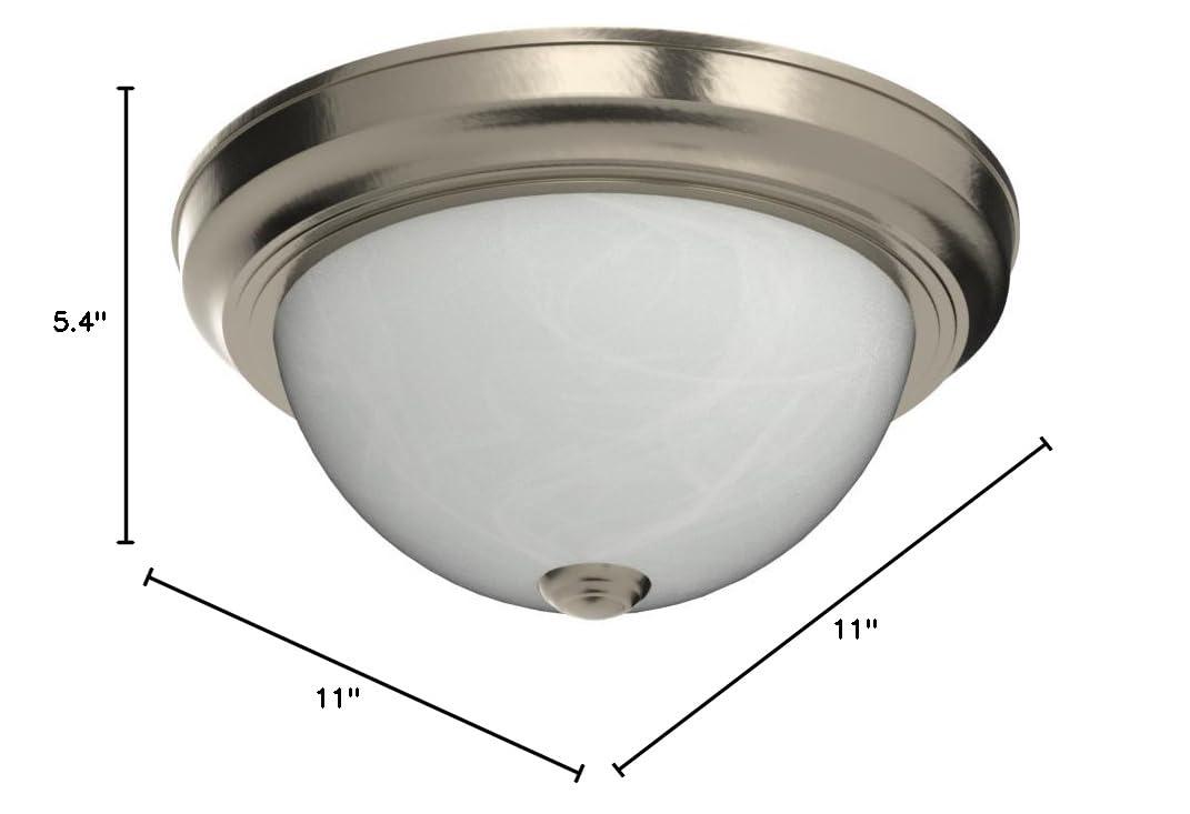 Yosemite 2 Light Flush Mount - Satin Nickel: UL Listed, Glass Shade, Metal Body, E26 Socket