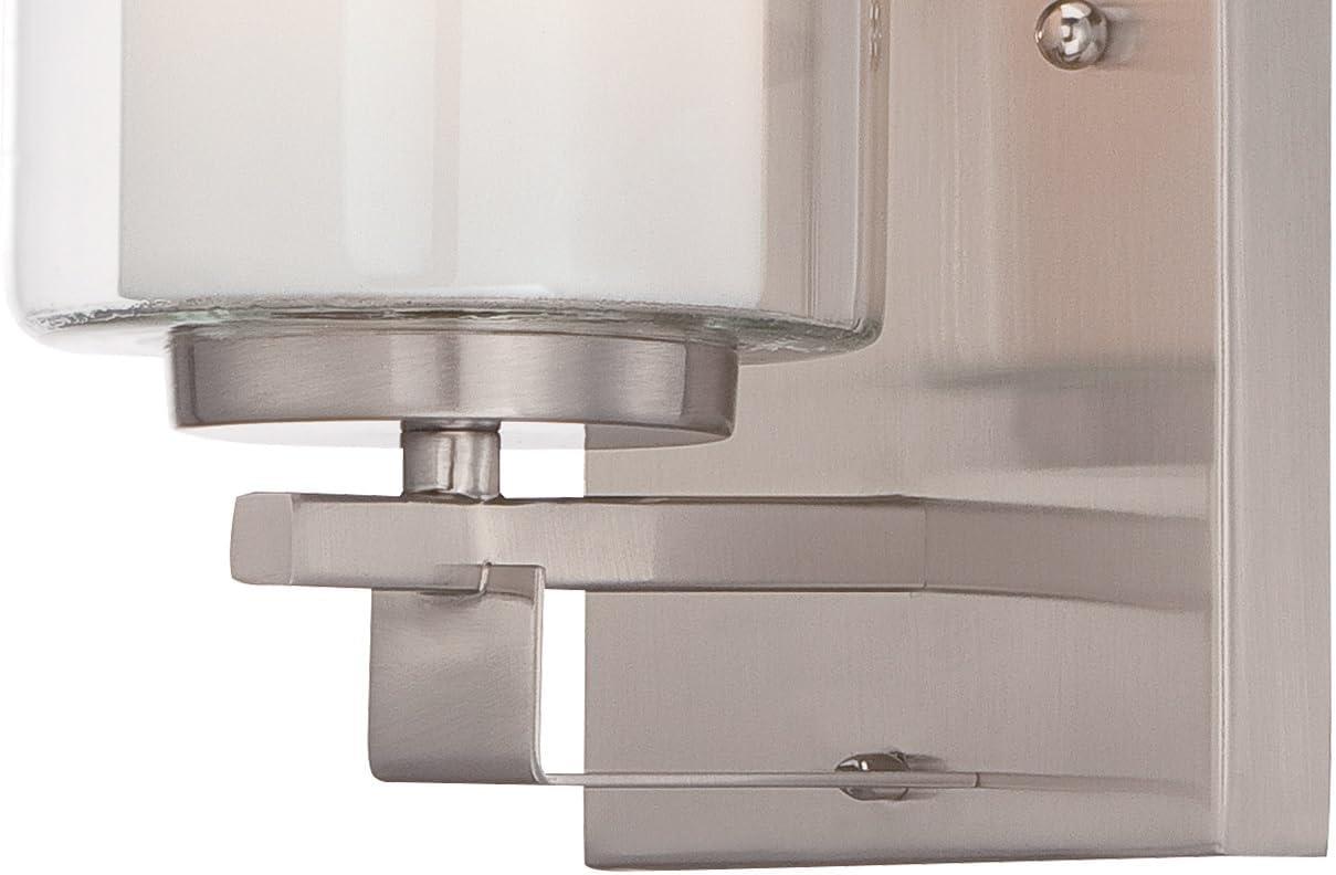 Brushed Nickel Outdoor Cylinder Wall Sconce with Etched Glass