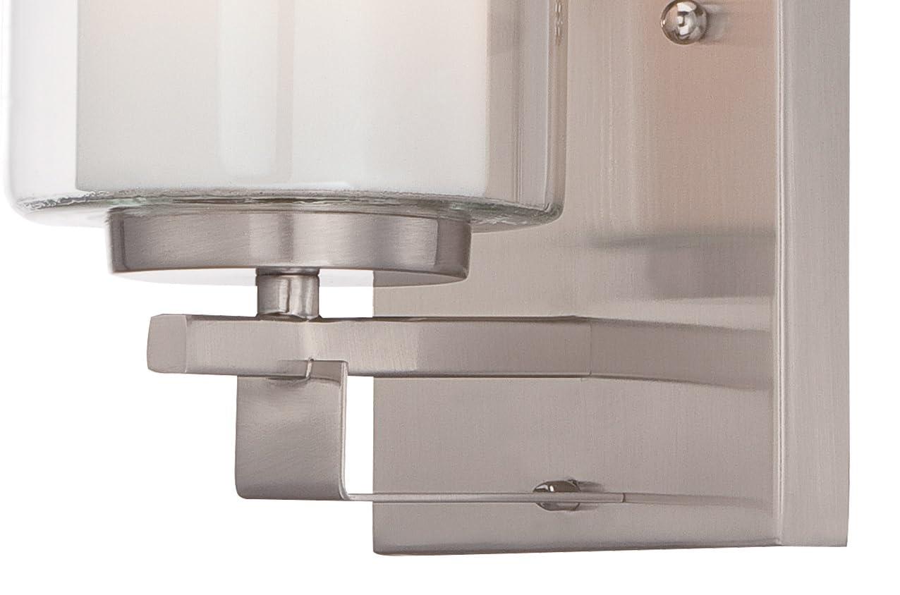 Brushed Nickel Outdoor Cylinder Wall Sconce with Etched Glass