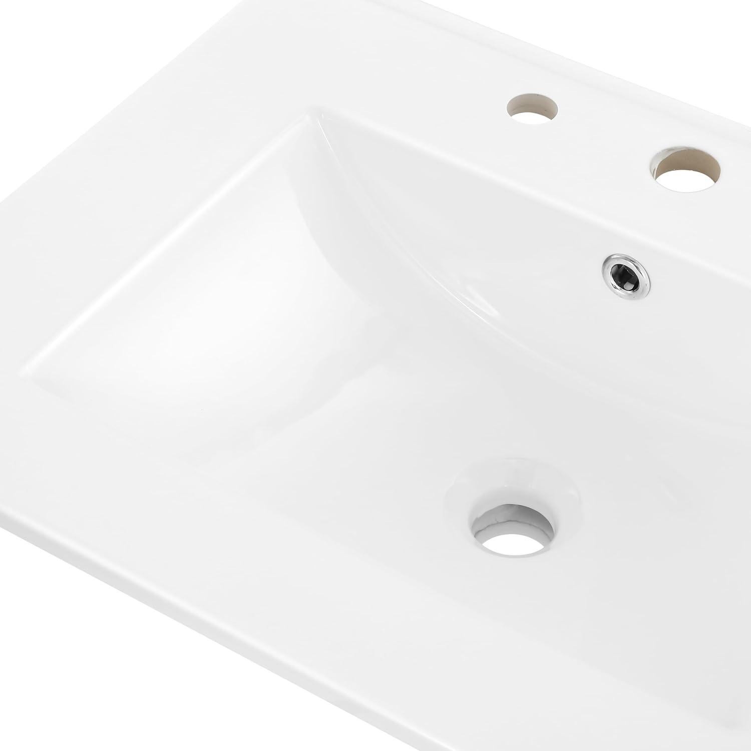 Ancillary 3-Hole 24" Classic Contemporary Rectangular Ceramic Single Sink Basin Vanity Top