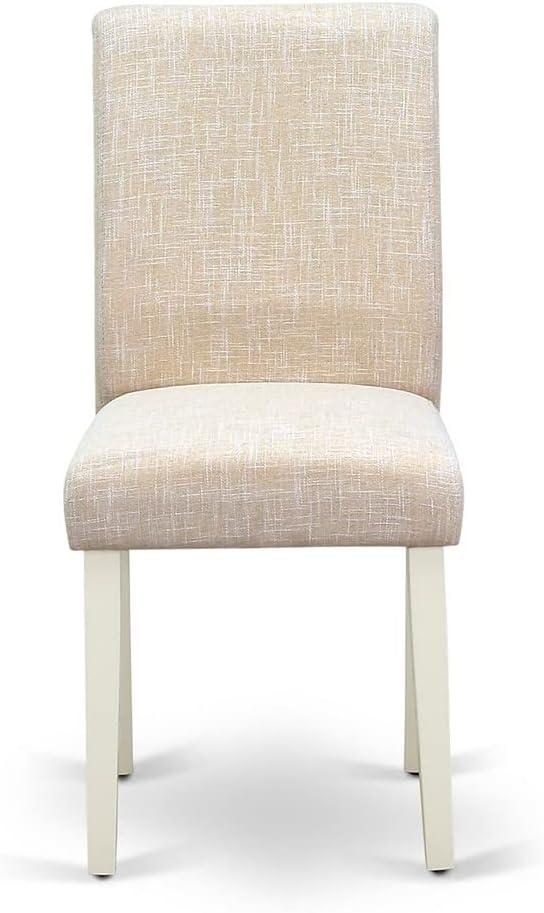 East West Furniture Dublin 3-piece Wood Dining Set with Linen Seat in White