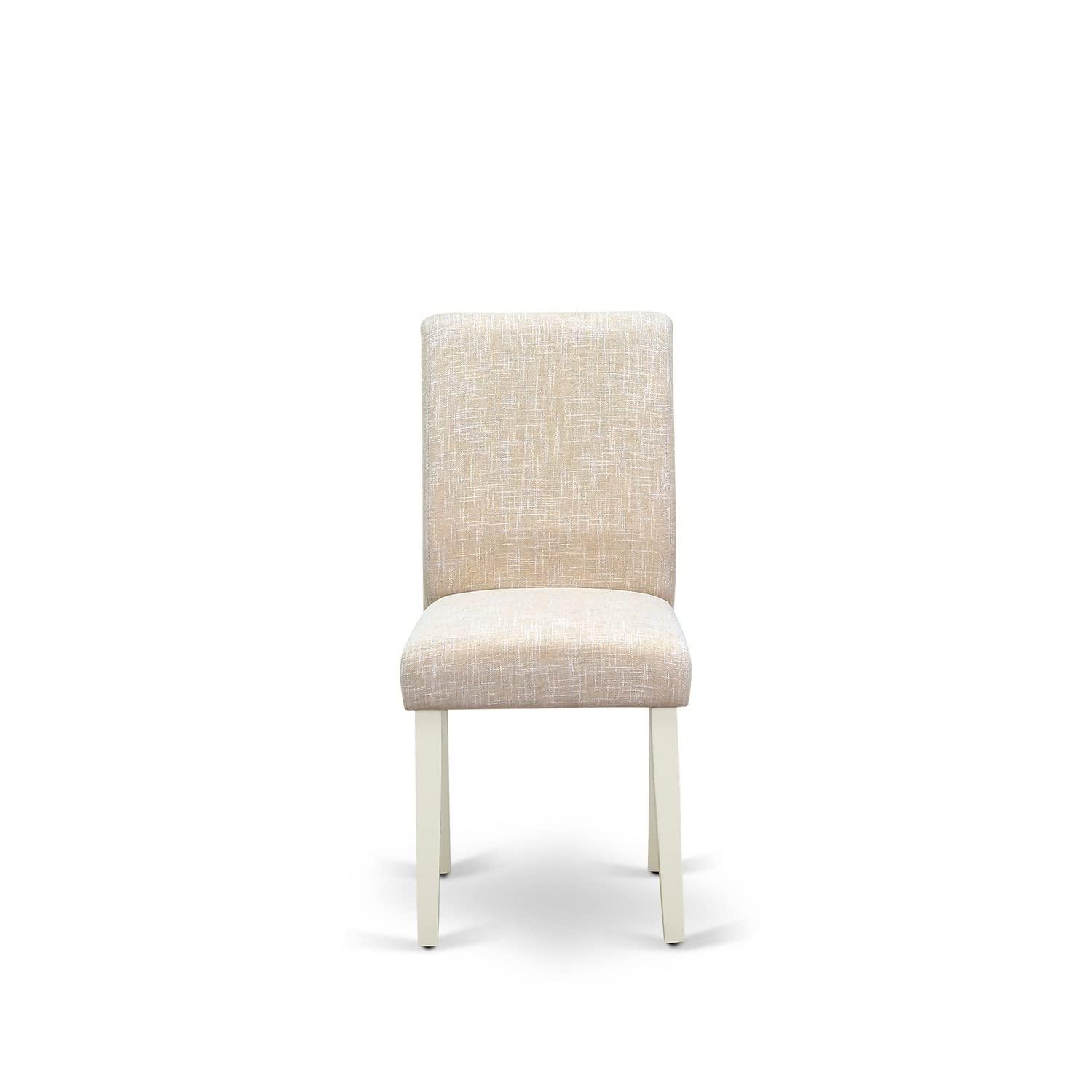 East West Furniture Dublin 3-piece Wood Dining Set with Linen Seat in White