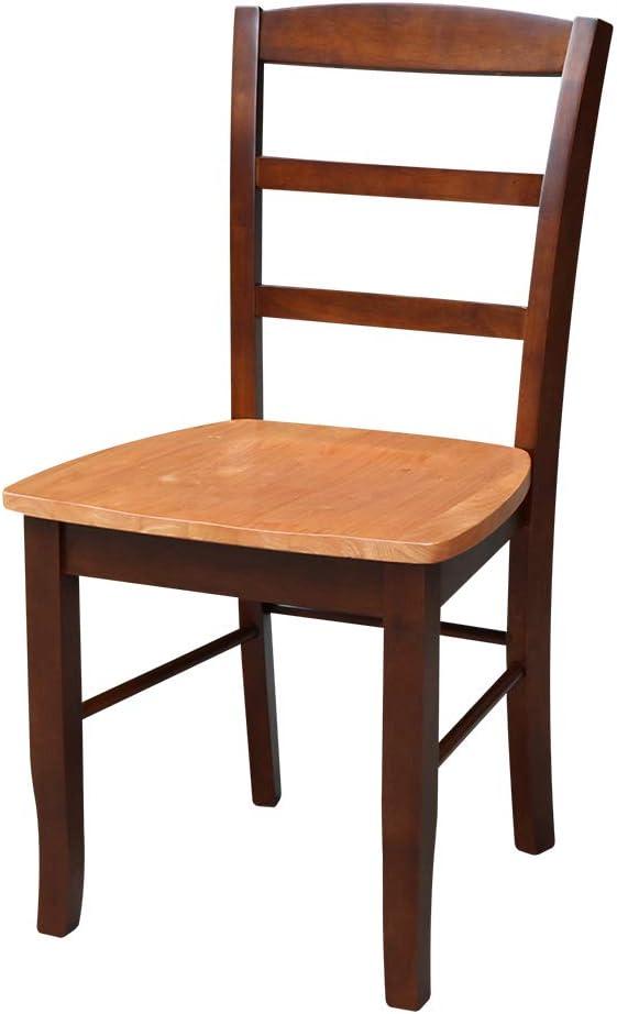 International Concepts Set of 2 Madrid Ladderback Chairs Cinnamon/Espresso: Hardwood Frame, Spot Clean, No Arms