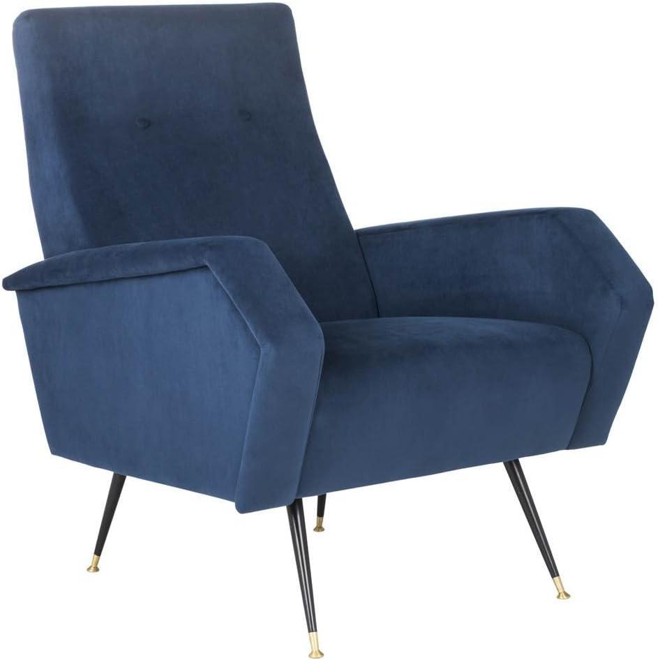 SAFAVIEH Aida Velvet Retro Mid Century Accent Chair, Navy