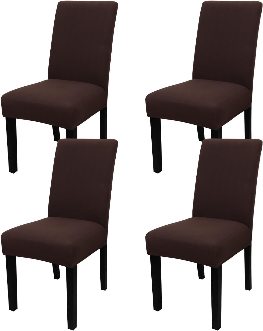 Dining Room Chair Covers Slipcovers Set of 4, Spandex Super Fit Stretch Removable Washable Kitchen Parsons Chair Covers Protector(coffee color1)