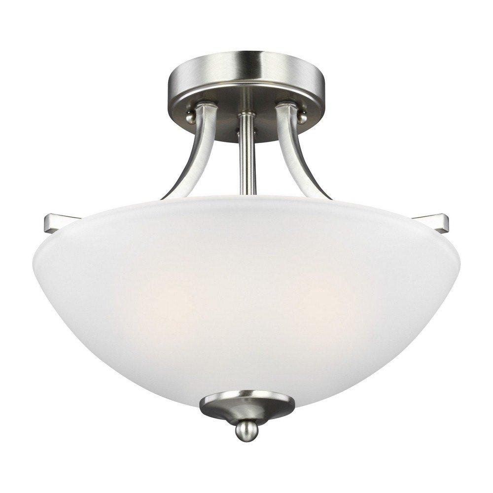 Geary 2-Light Brushed Nickel Semi-Flush Mount Convertible Pendant with LED Bulbs