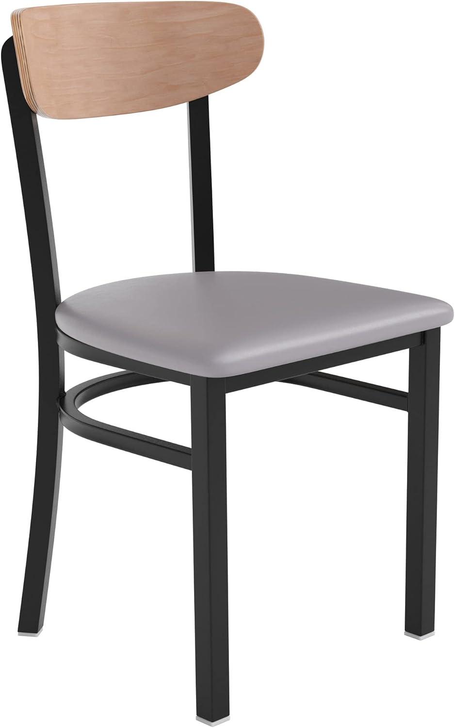 Flash Furniture Wright Commercial Grade Dining Chair with 500 LB. Capacity Steel Frame, Solid Wood Seat, and Boomerang Back