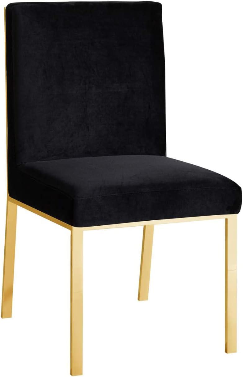 Opal Black Velvet Dining Chair with Gold Metal Frame