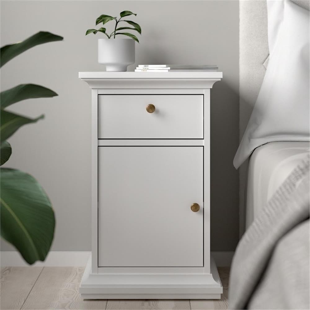 Tvilum Maison Park 1 Drawer, 1 Door Bedroom Nightstand for Adults, White