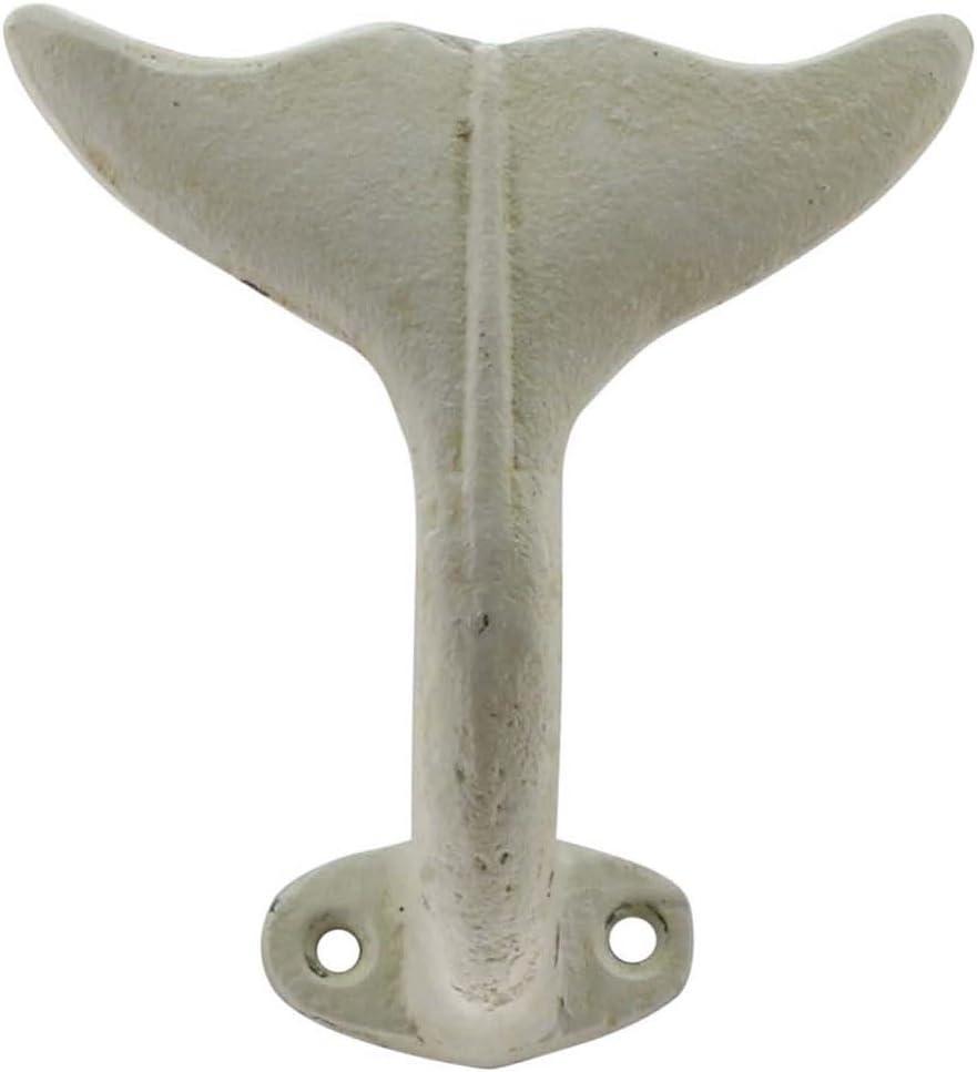 Antique White Cast Iron Whale Tail Wall Hook