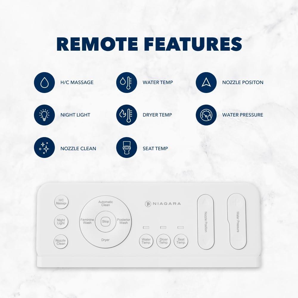 Hydrotech White Elongated Heated Electric Bidet Seat with Remote