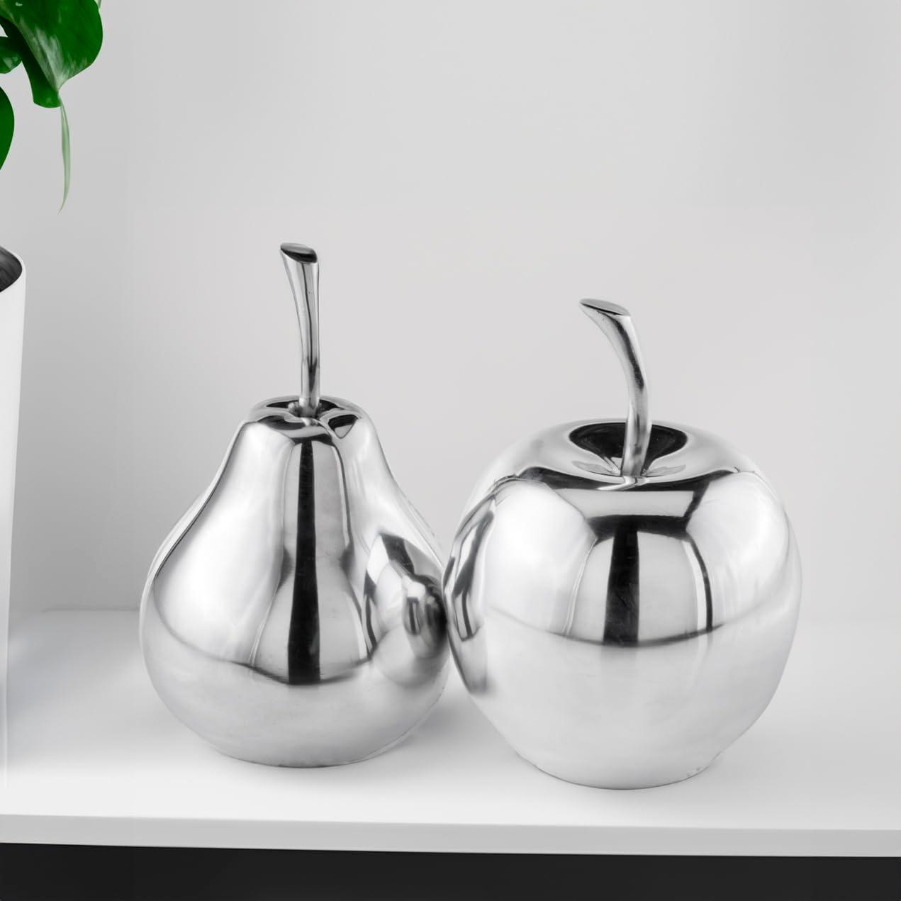 Modern Day Accents Peral Polished Pear, Silver, Fruit, Tabletop, Transitional, Sculpture, Accents, Décor, Desk, Aluminum, 6" L x 6" W x 11" H