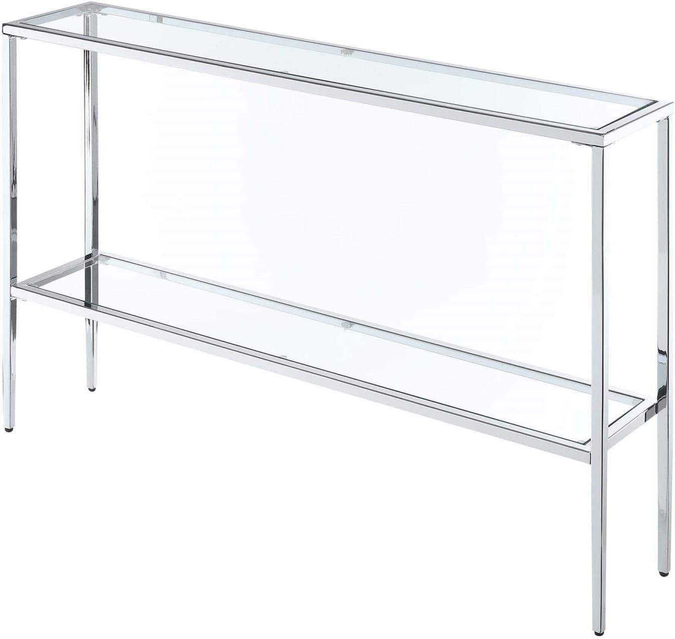 Convenience Concepts Nadia Chrome Console Table with Shelf, Glass/Chrome