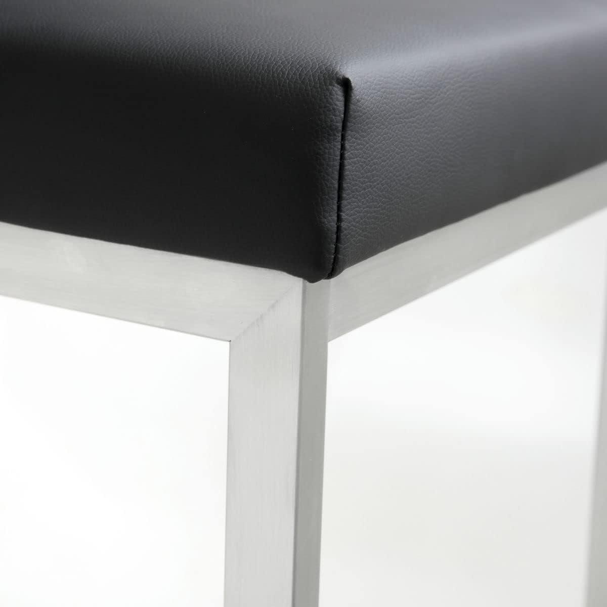 Contemporary Black Leather Swivel Bar Stool with Stainless Steel Base