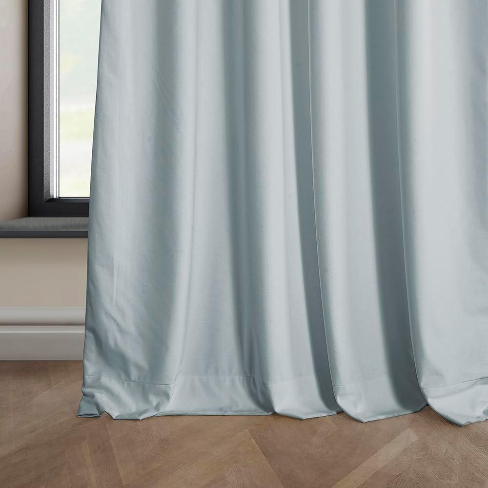 Half Price Drapes Aquarius Blue Heritage Plush Velvet Room Darkening Curtains (1 Panel), 50W X 108L