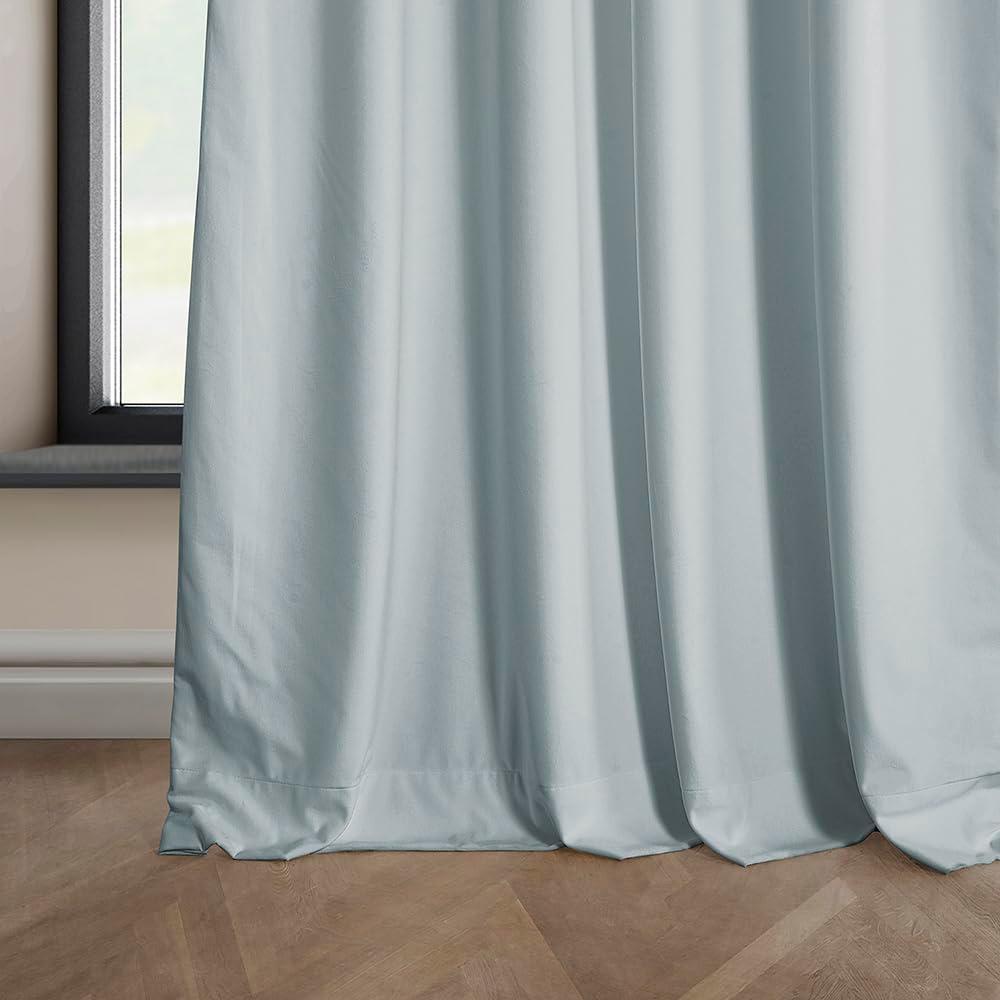 Half Price Drapes Aquarius Blue Heritage Plush Velvet Room Darkening Curtains (1 Panel), 50W X 108L