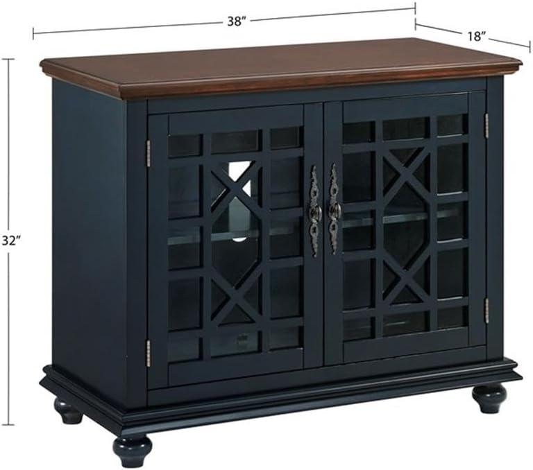 Martin Svensson Home Elegant Small Spaces TV Stand Blue with Coffee Walnut Top