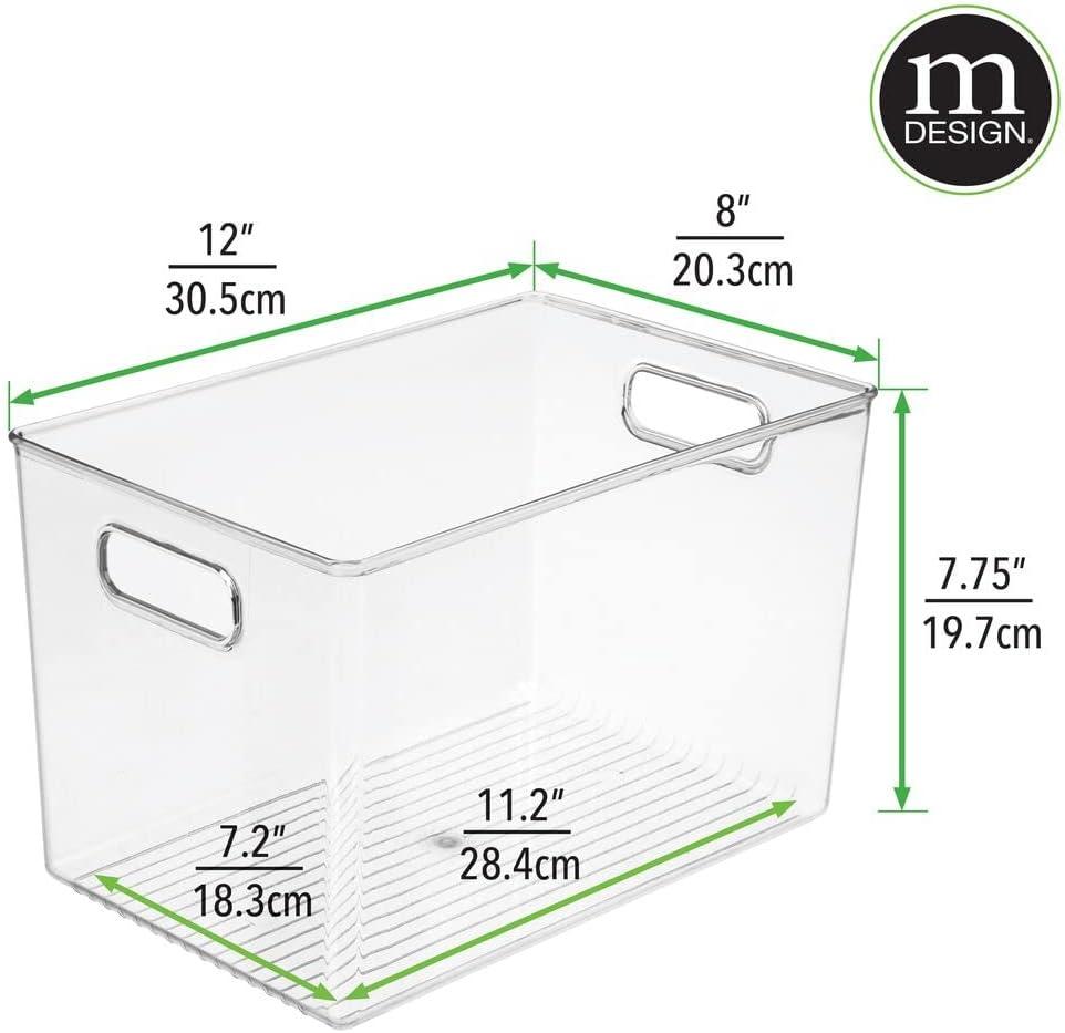 mDesign Deep Plastic Home Storage Organizer Bin, Built-In Handles, 8 Pack, Clear