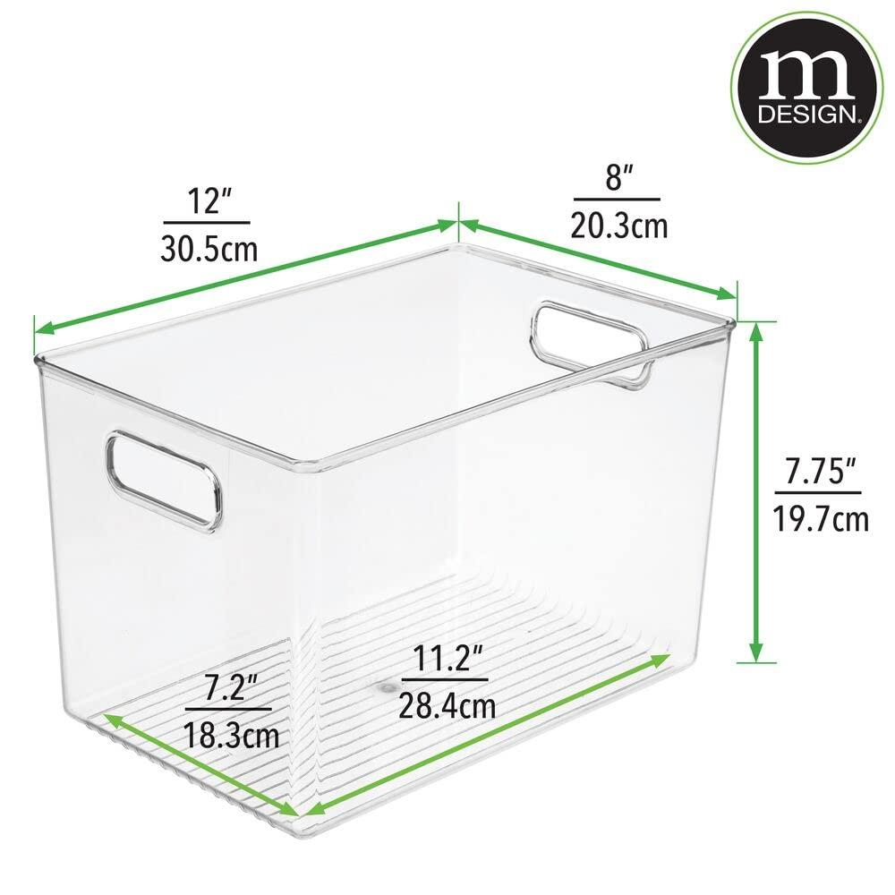 mDesign Deep Plastic Home Storage Organizer Bin, Built-In Handles, 8 Pack, Clear