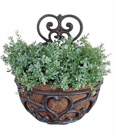 The Lakeside Collection Victorian Half-Round Wall Planter with Liner