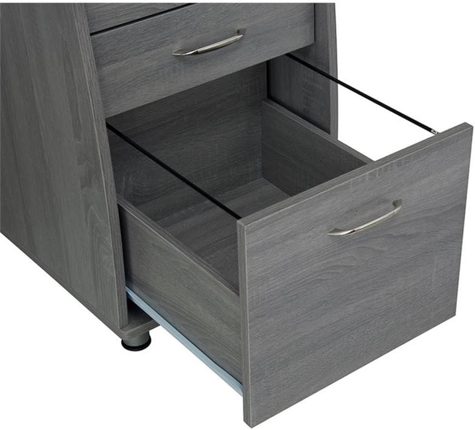 Gray MDF Wood Computer Desk with Storage and Filing Cabinet