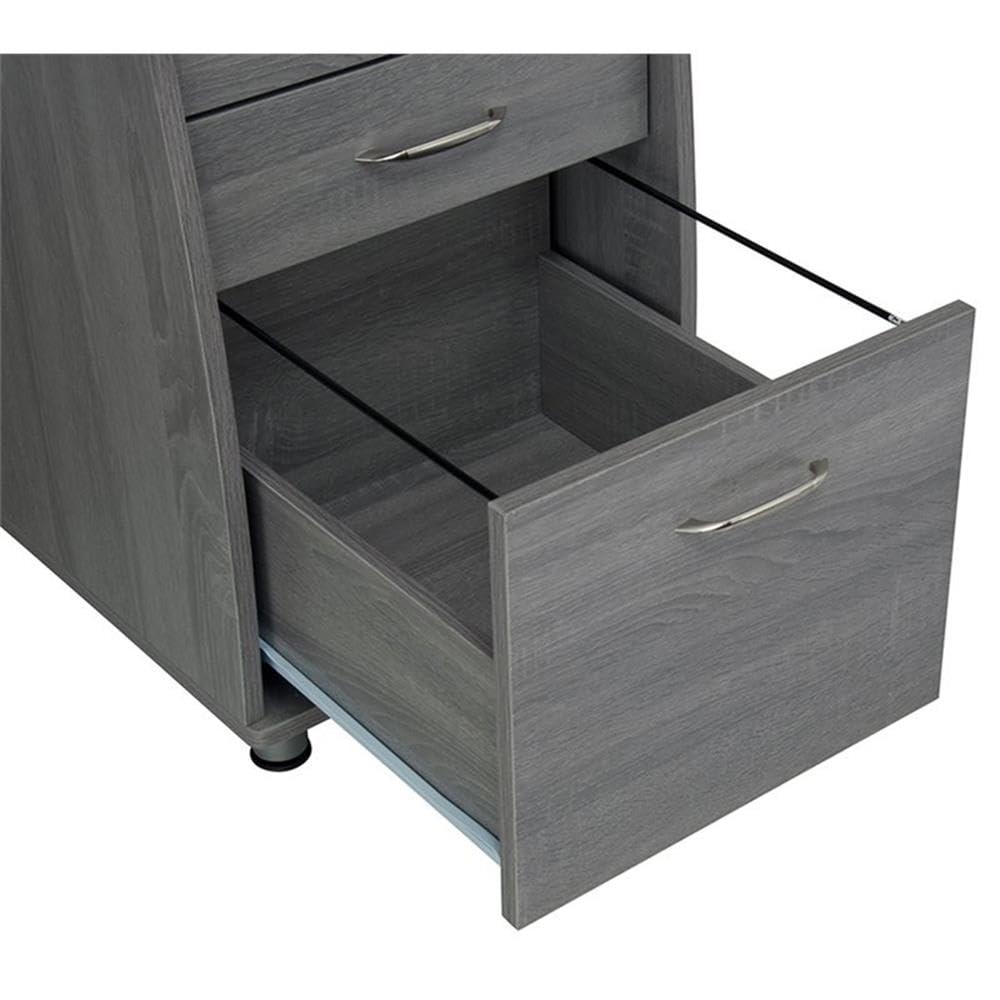 Gray MDF Wood Computer Desk with Storage and Filing Cabinet