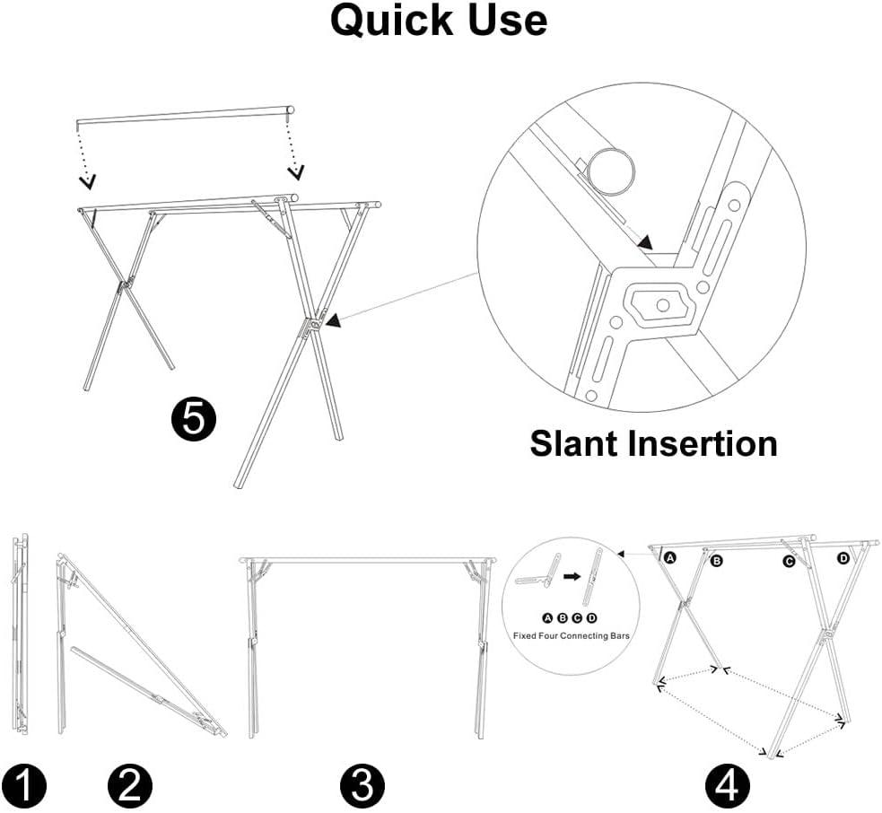 Clothes Drying Rack for Laundry Foldable,Stainless Steel Laundry Drying Rack for Indoor Outdoor,Foldable Easy Storage Clothes Rack for Drying, Garment Rack Space Saving, 63 Inches