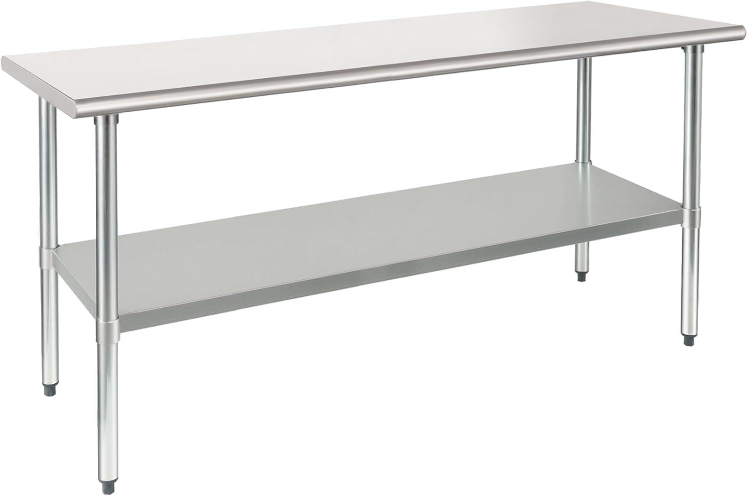 Stainless Steel Work Table with Undershelf. Metal Prep Table. NSF - Certified