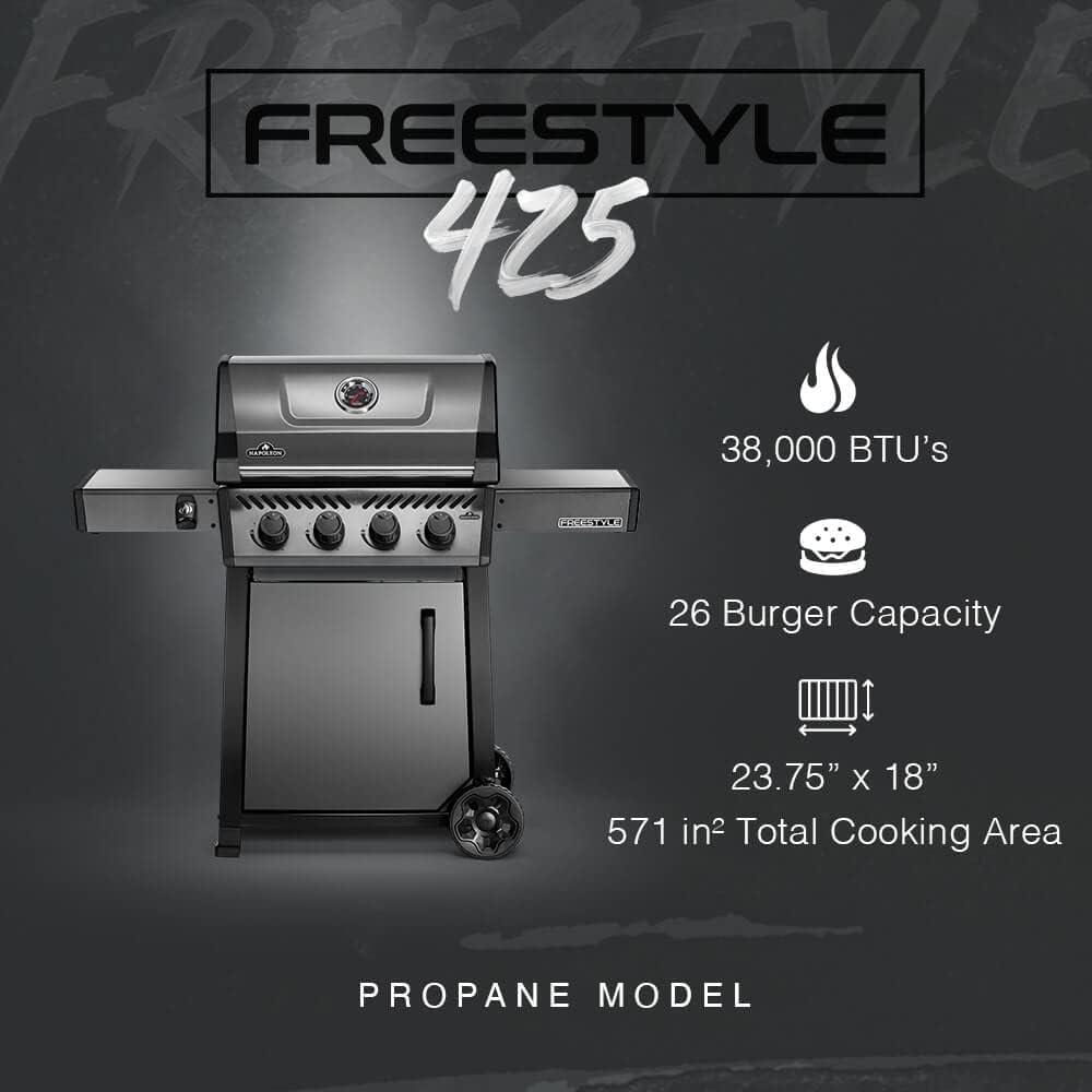 Graphite Grey Stainless Steel Propane Gas Grill with 4 Burners