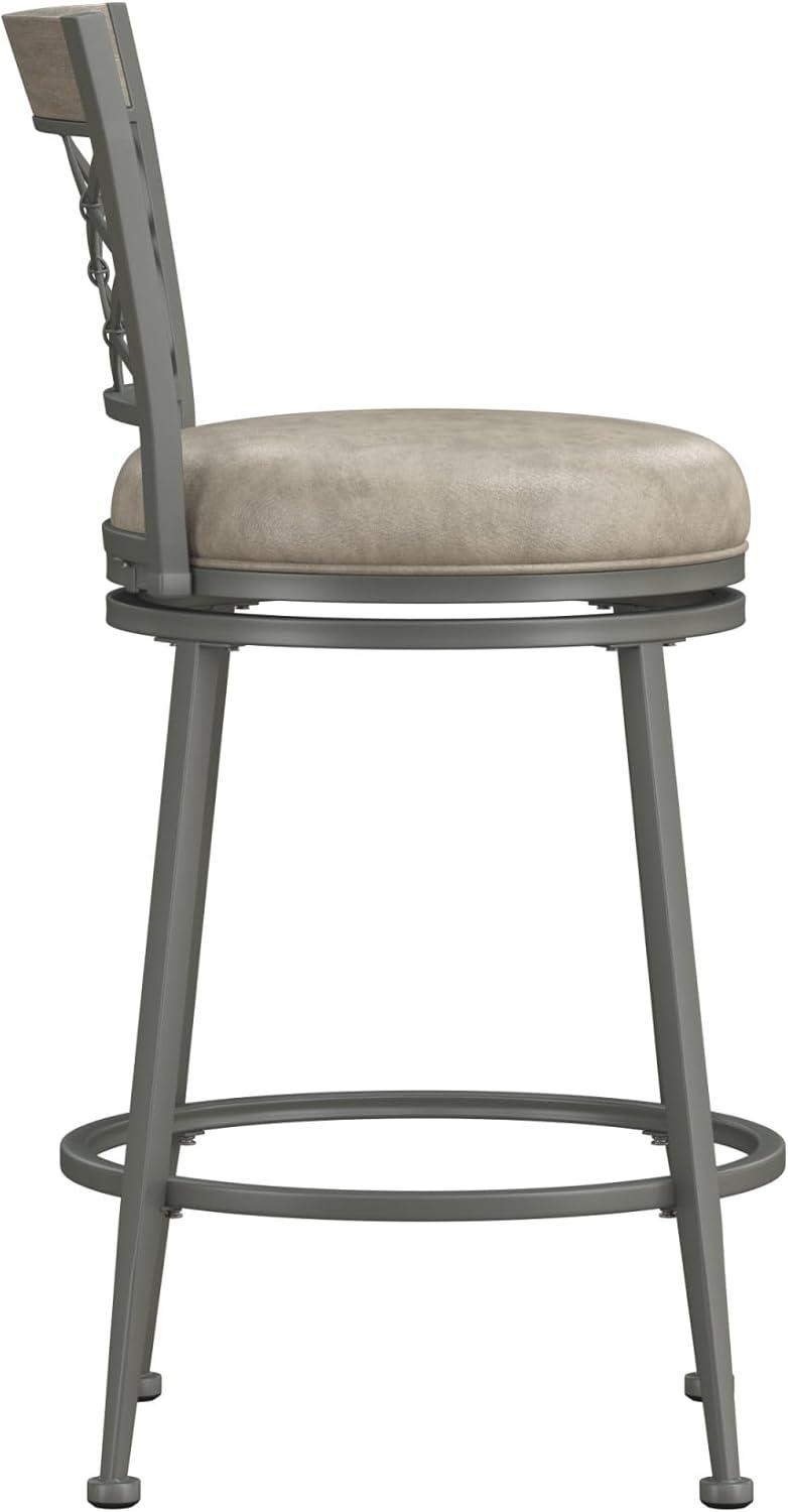 Hutchinson Metal Swivel Counter Height Barstool Pewter - Hillsdale Furniture