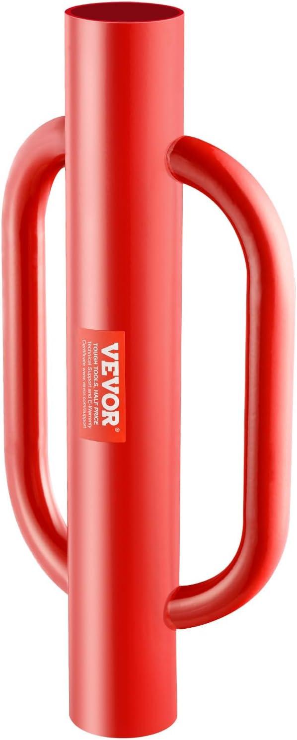 VEVOR Fence Post Driver with Handles, 4.11 in Inner Diameter T Post Pole Pounder, 22LB Heavy Duty Carbon Steel Hand Post Rammer, Farm Fencing Hole Digger for U Channel, Sign Pole, Wooden Post, Red