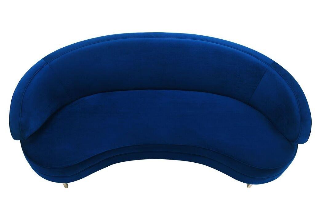 Elegant Navy Velvet Curved Sofa with Gold Stainless Steel Legs