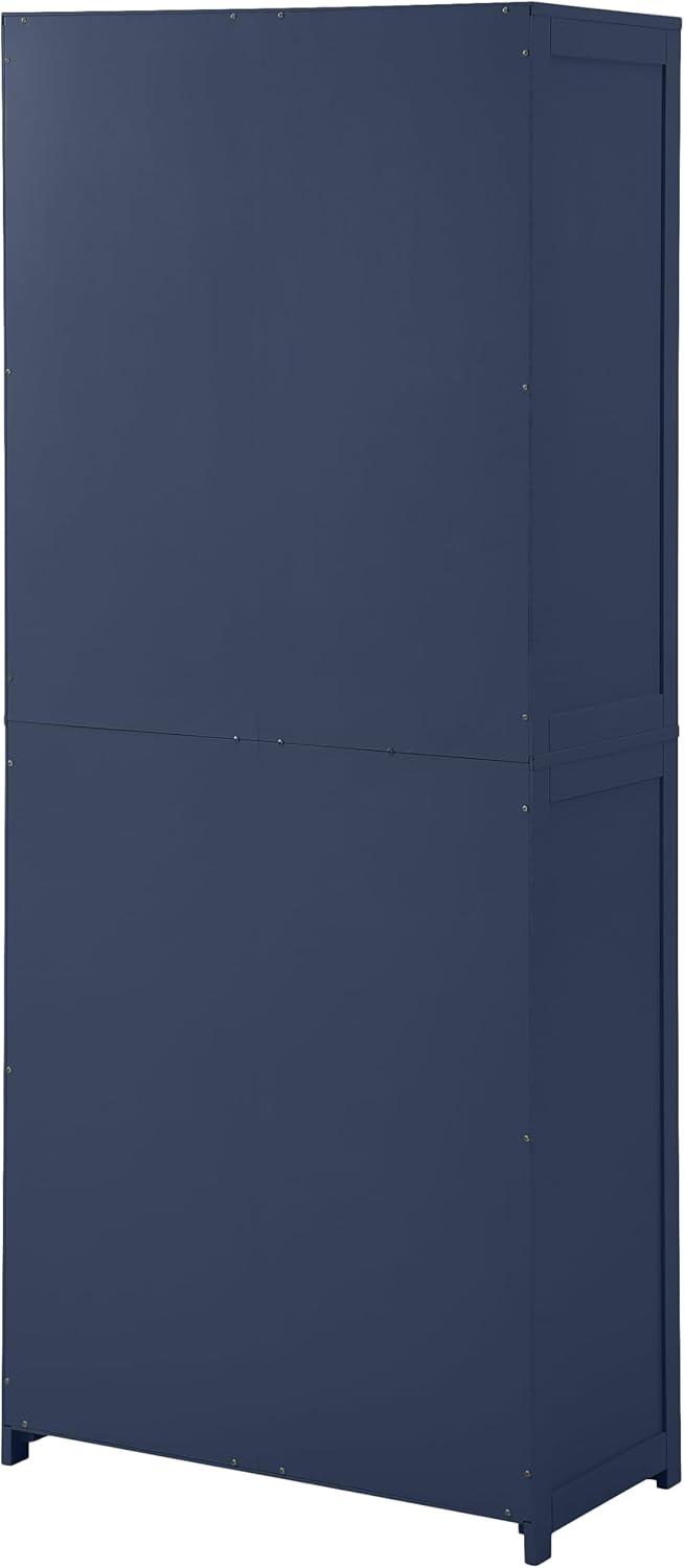 Crosley 67" Savannah Tall Kitchen Storage Pantry Navy: Traditional Farmhouse Design, Wood Veneer, MDF Frame, 3 Adjustable Shelves