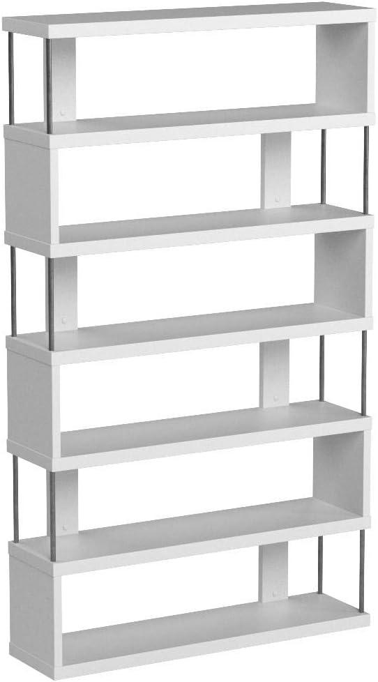75.5" Barnes Six Shelf Modern Bookshelf White - Baxton Studio: Farmhouse Style, Wood Composite, 6-Tier Storage