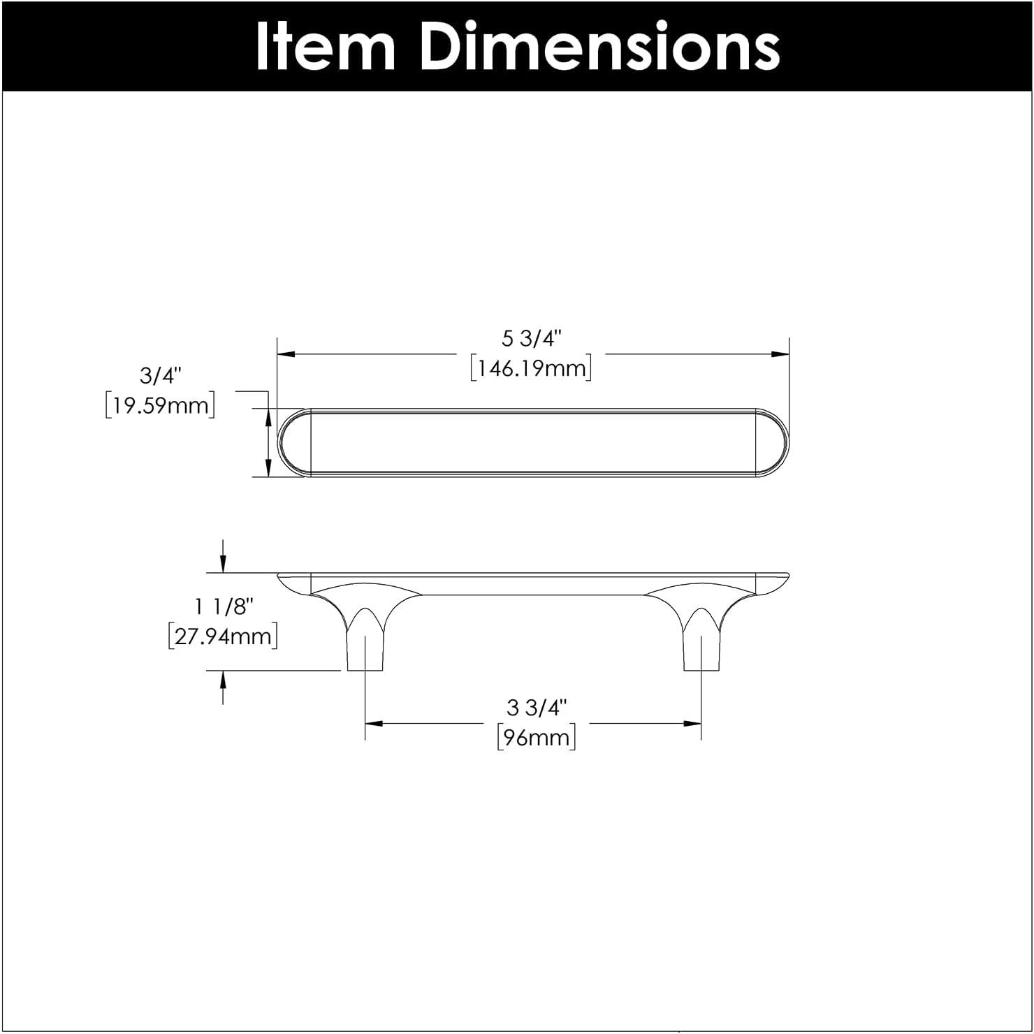 Maven Kitchen Cabinet Handles, Solid Core Drawer Pulls for Cabinet Doors, 3-3/4" (96mm)