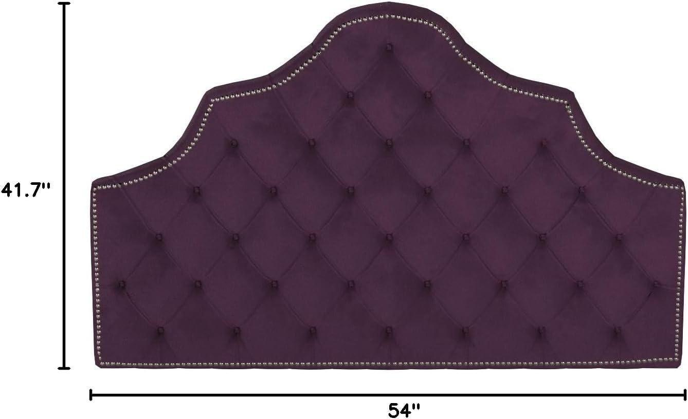 SAFAVIEH Arebelle Rustic Glam Tufted Headboard with Nail Heads, Twin, Aubergine