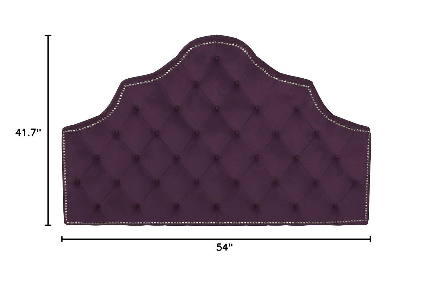 SAFAVIEH Arebelle Rustic Glam Tufted Headboard with Nail Heads, Twin, Aubergine