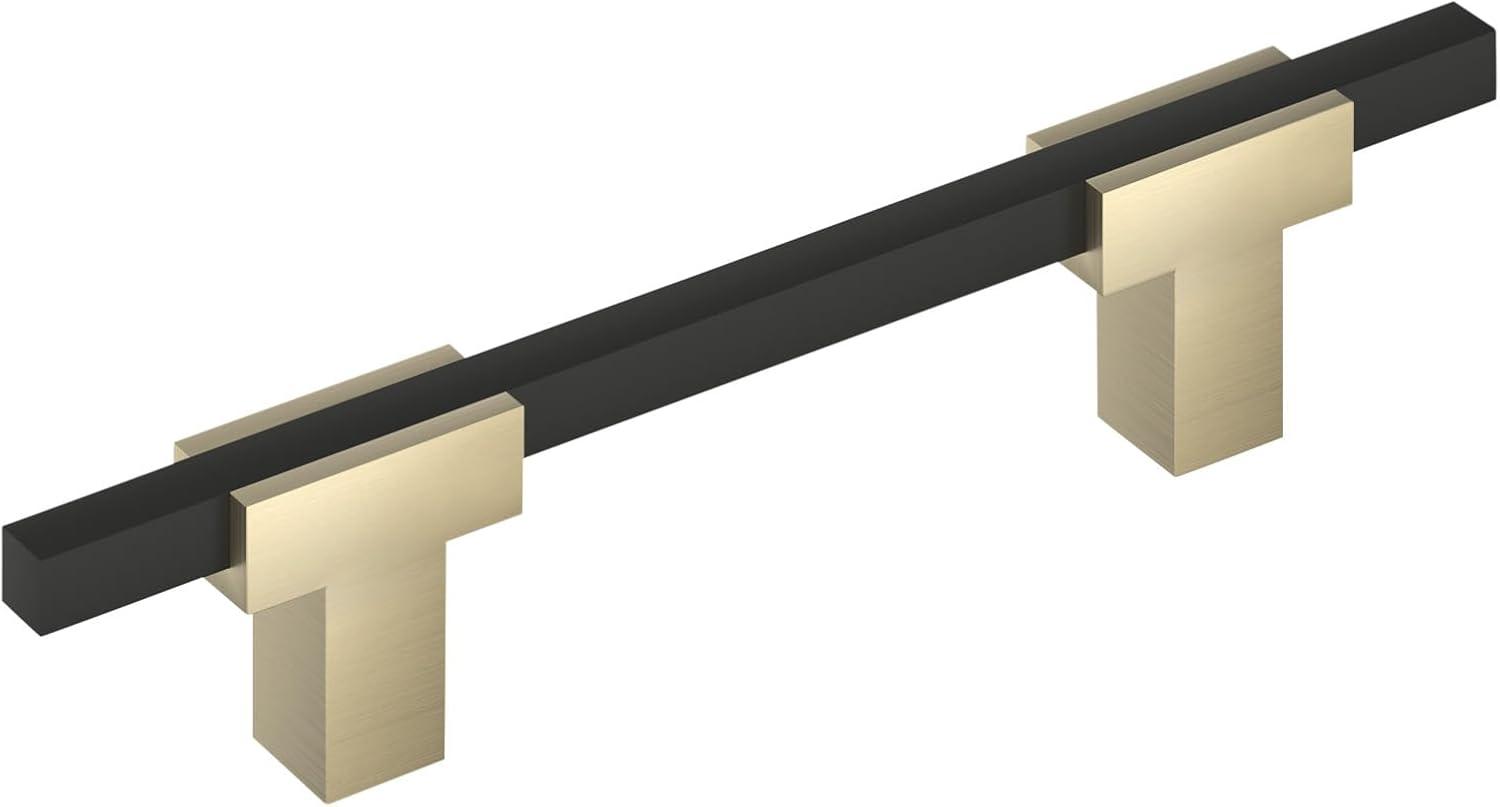 Amerock Urbanite 3-3/4 inch (96mm) Center-to-Center Golden Champagne/Matte Black Cabinet Pull