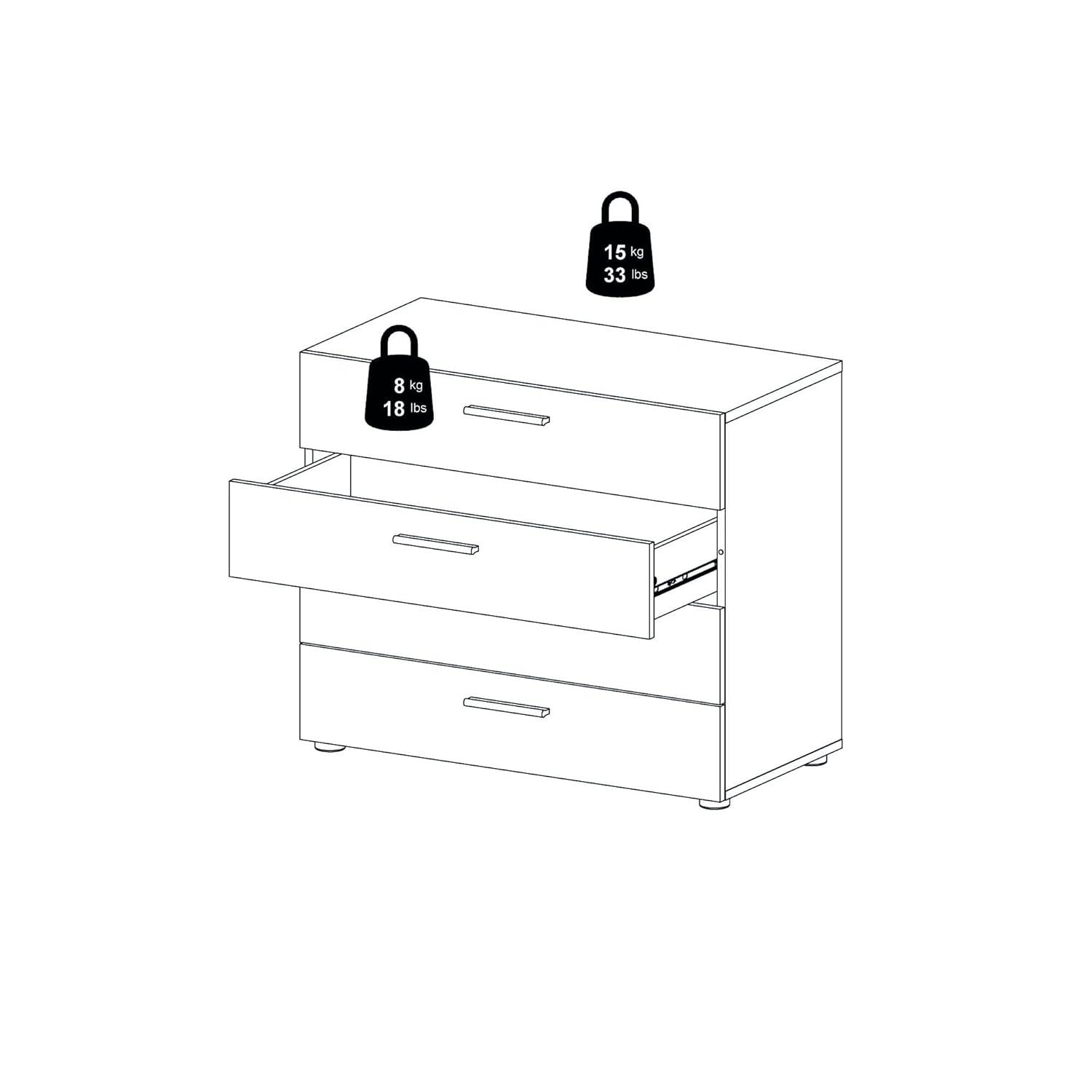 Tvilum Loft 4 Drawer Chest Dresser for Adults, Black Woodgrain