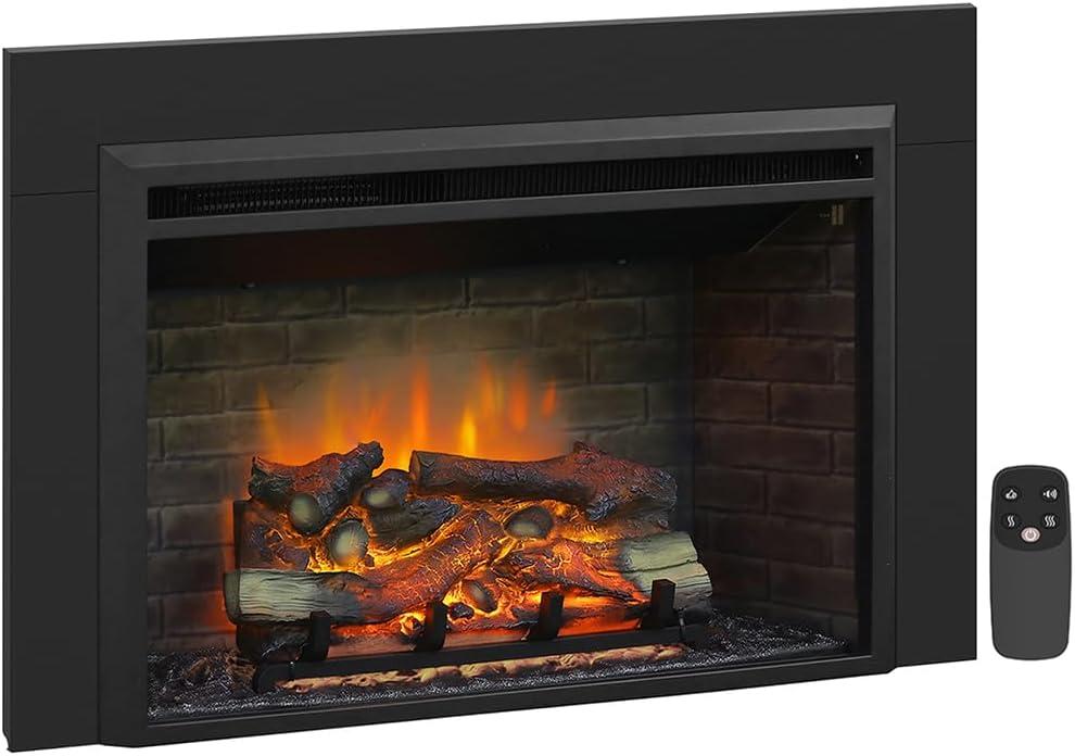 PuraFlame 33" Black Electric Fireplace Insert with Mantel