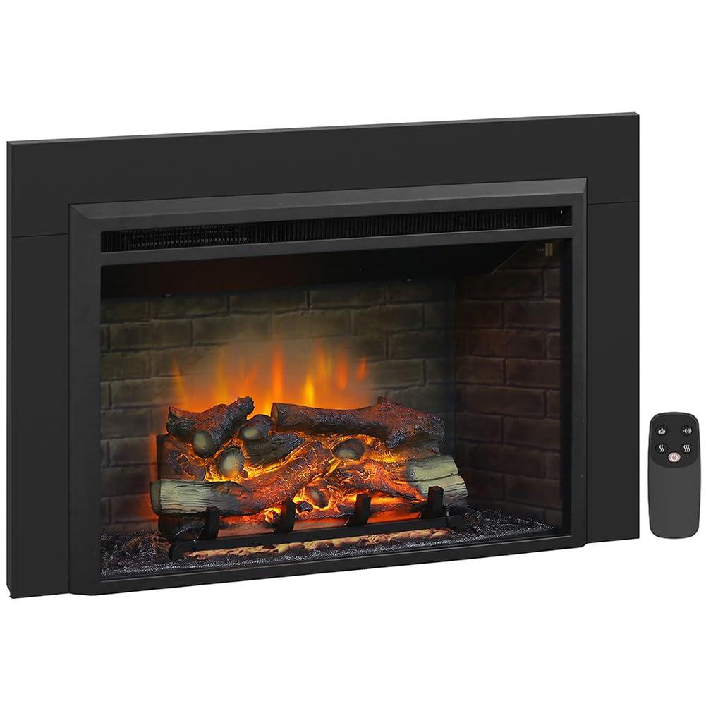 PuraFlame Western 33" EF45D Electric Fireplace Insert, Crackling Sound, Remote, 750/1500W, 55.8 lbs
