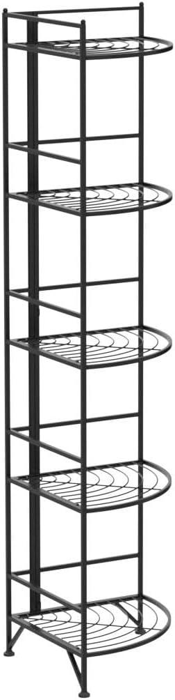 Convenience Concepts Xtra Storage 5 Tier Folding Metal Corner Shelf, Black