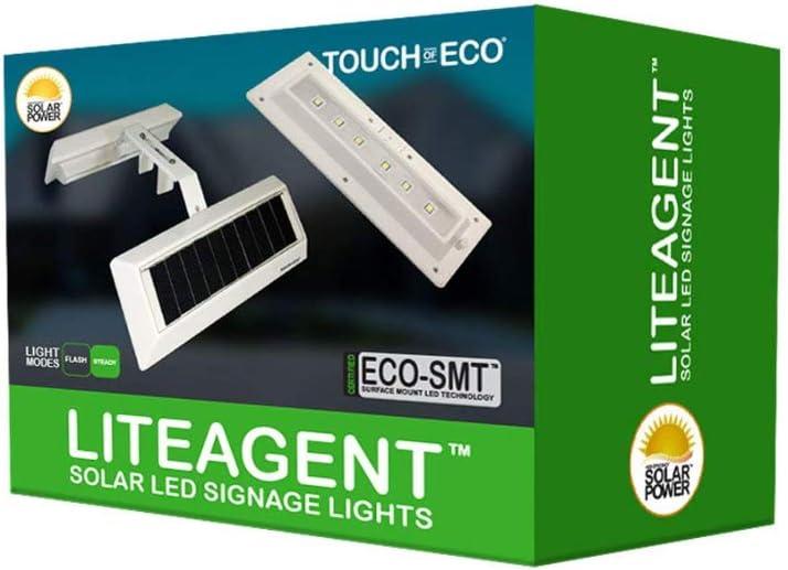 Touch of ECO LITEAGENT - Solar LED for Post & Sign Lighting - Includes Adjustable Mounting Bracket (Set of 2)