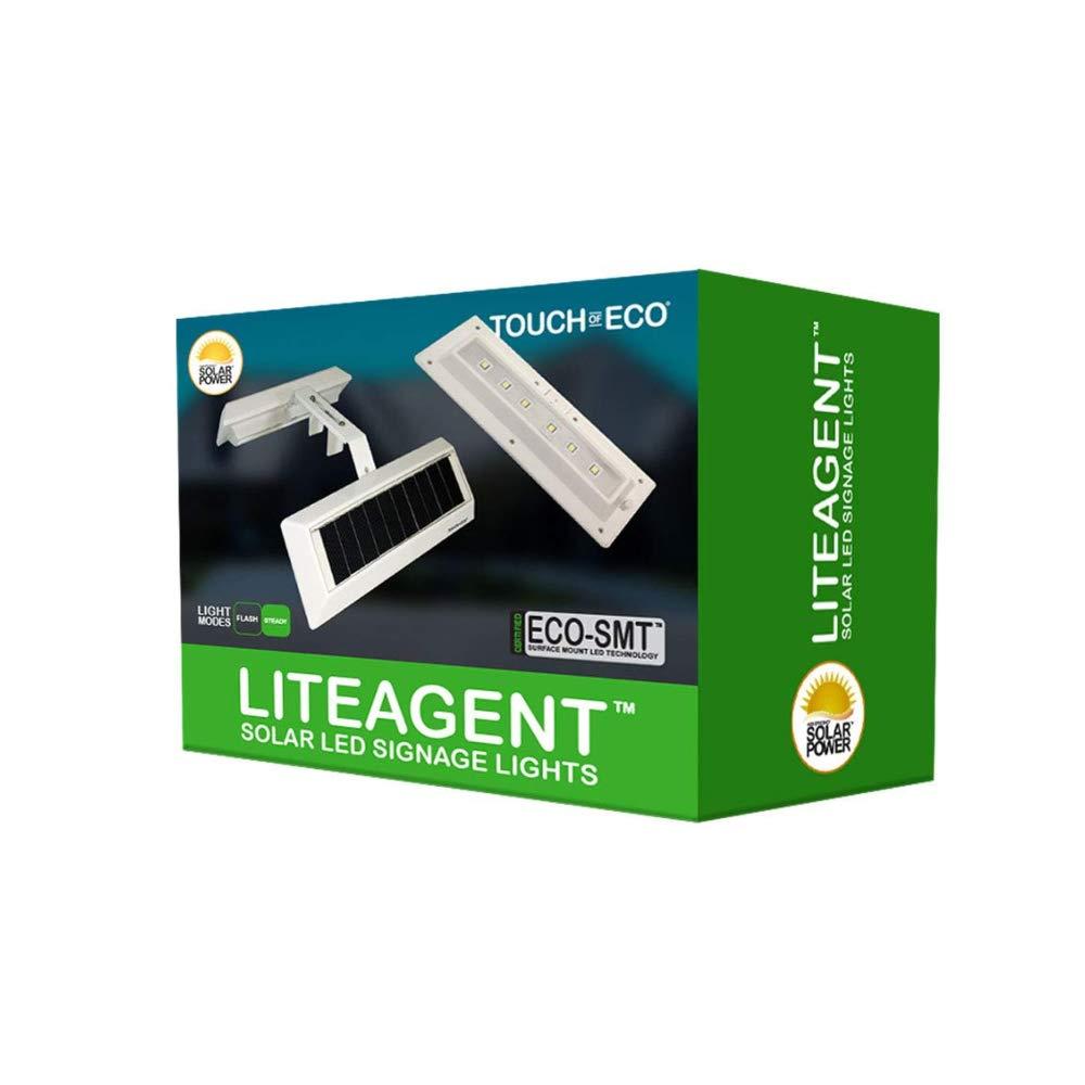 Touch of ECO LITEAGENT - Solar LED for Post & Sign Lighting - Includes Adjustable Mounting Bracket (Set of 2)