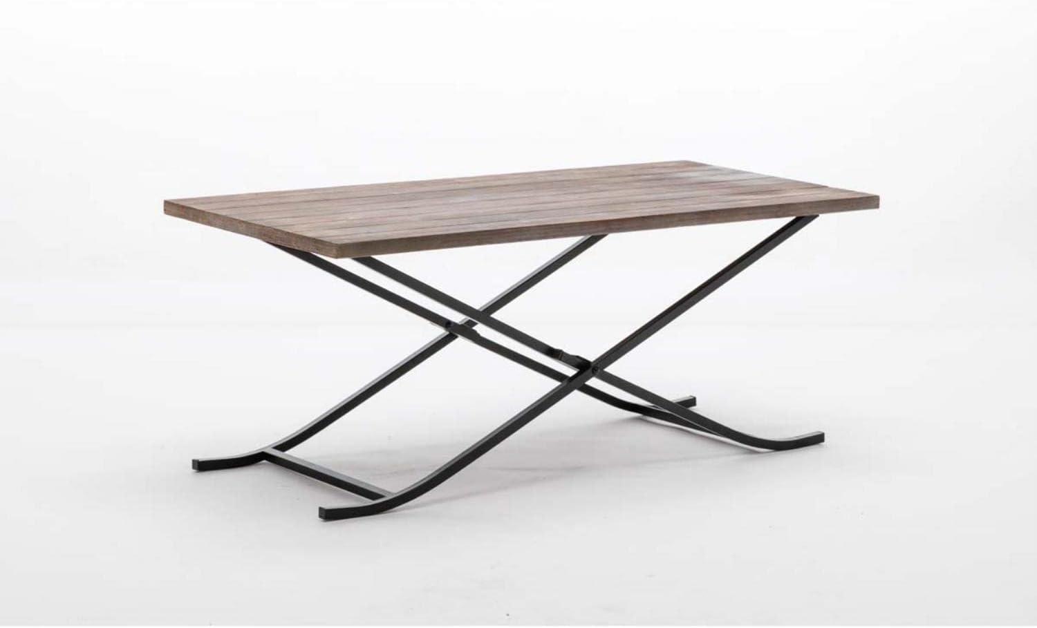 Leonardo Cocktail Table Weathered Fir & Black - Boraam: Rustic Rectangle Coffee Table, Iron Frame, Easy to Clean