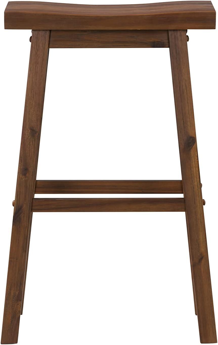 29" Sonoma Saddle Barstool Chestnut - Boraam: Solid Rubberwood, Wire-Brush Finish, Footrests