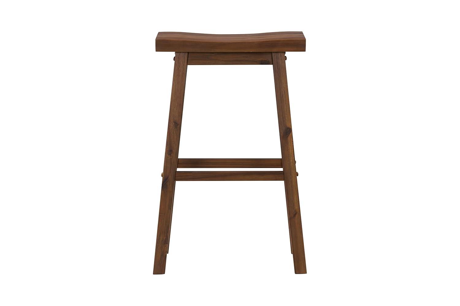 29" Sonoma Saddle Barstool Chestnut - Boraam: Solid Rubberwood, Wire-Brush Finish, Footrests