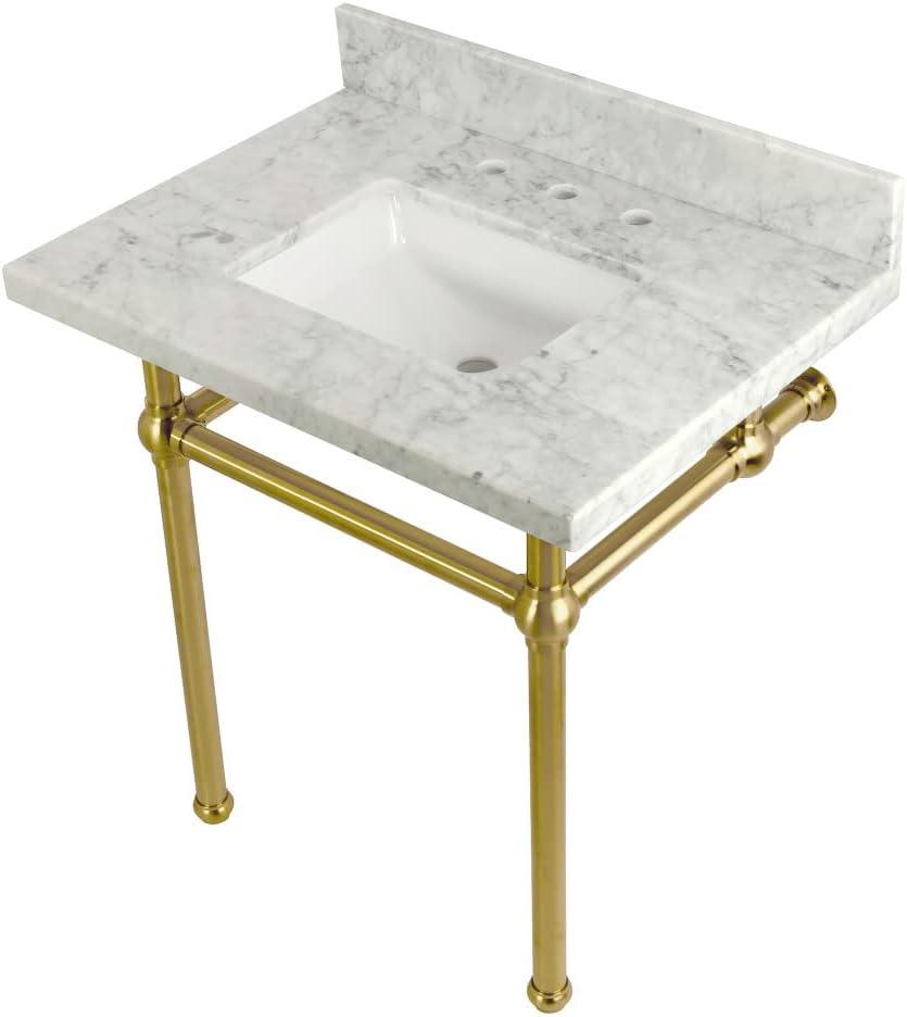 30" Carrara Marble Vanity with Brass Legs and Undermount Sink