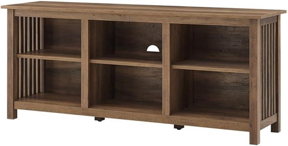 Walker Edison Prado Mission-Style Slat-Side TV Stand for TVs up to 65 Inches 58 Inch Rustic Oak